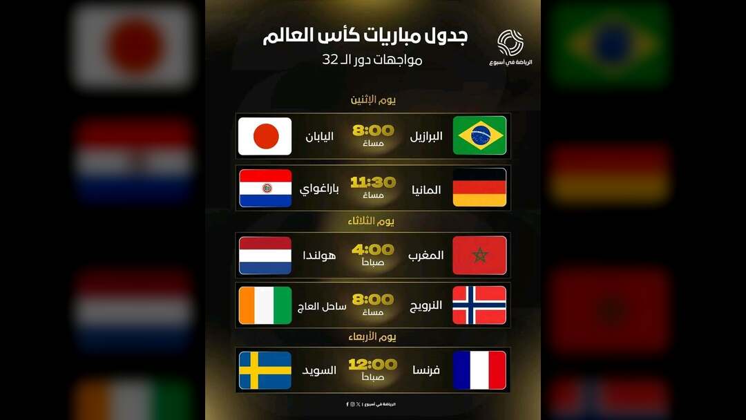 جدول مباريات كاس العالم 2026 ليوم الاثنين