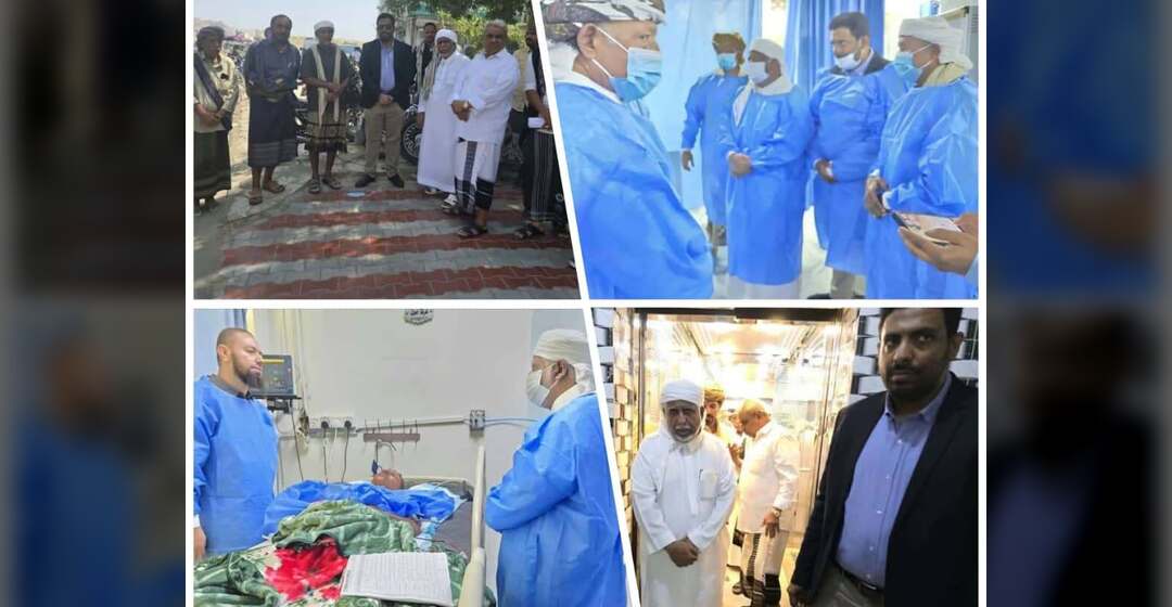 الشيخ محمد عوض البسيري يتفقد جرحى هجوم معسكر العلم في مستشفيات المكلا